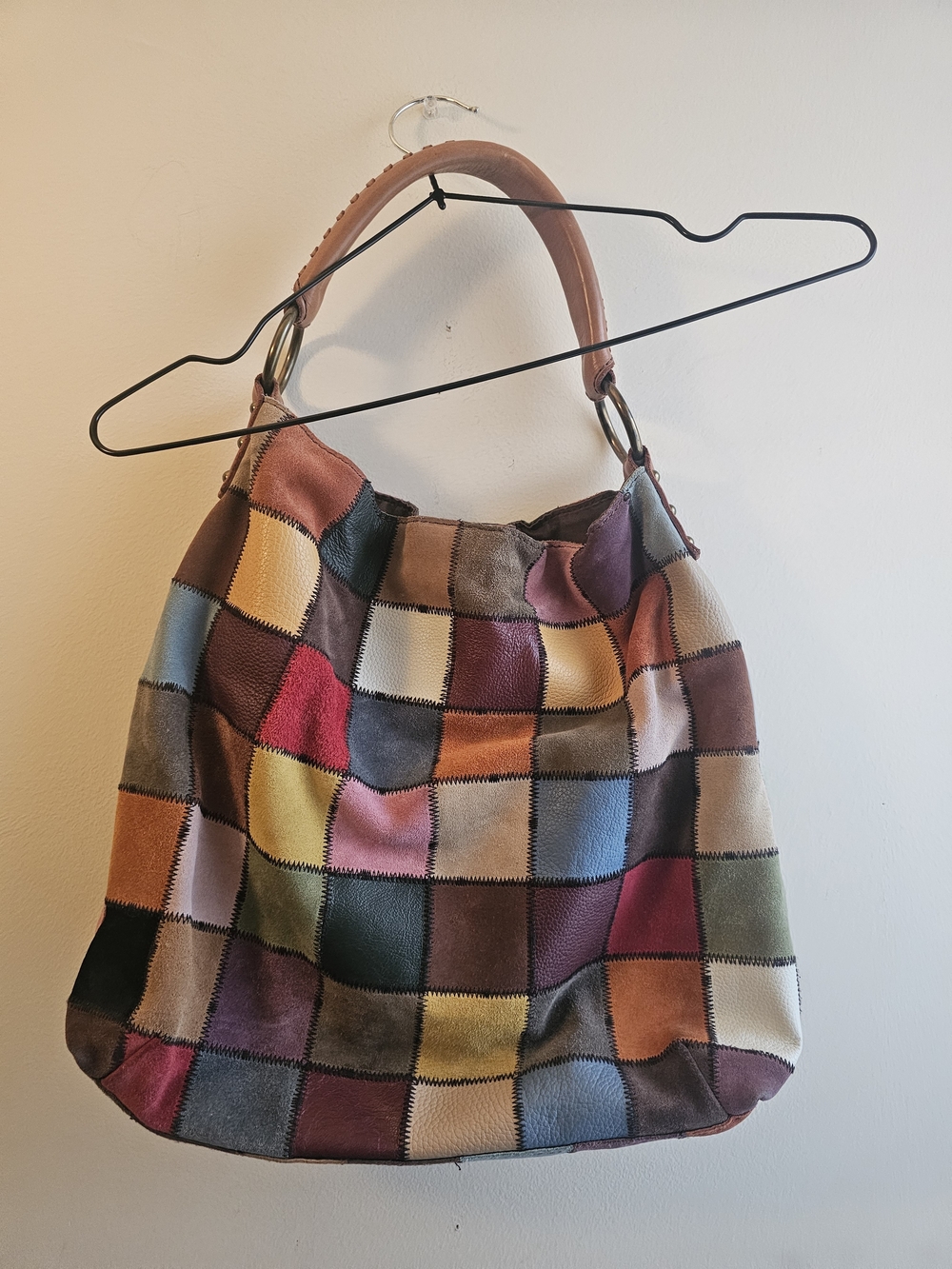 Lucky Brand Multicolor Patchwork Suede Shoulder Bag